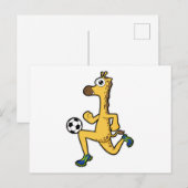 Carte Postale Girafe au sport de football (Devant / Derrière)