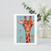 Carte Postale Girafe aux colibris (Debout devant)