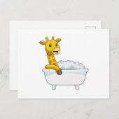 Carte Postale Girafe avec baignoire avec mousse (Devant / Derrière)