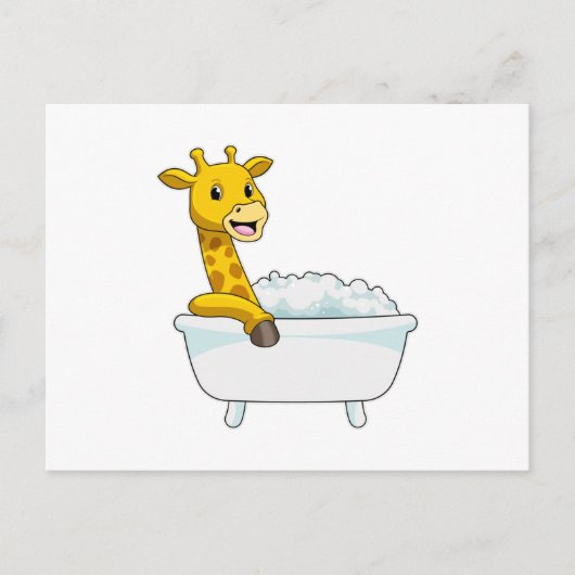 Carte Postale Girafe avec baignoire avec mousse (Devant)