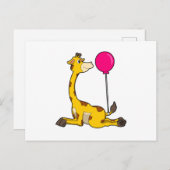Carte Postale Girafe avec ballon (Devant / Derrière)