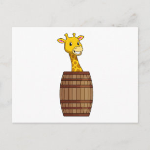 Carte Postale Girafe avec baril