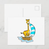 Carte Postale Girafe avec bateau à voile (Devant / Derrière)