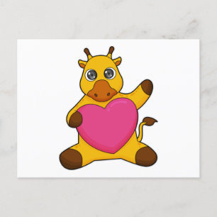 Carte Postale Girafe avec cœur