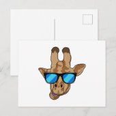 Carte Postale Girafe avec des lunettes de soleil (Devant / Derrière)