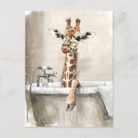 Girafe dans un bain.