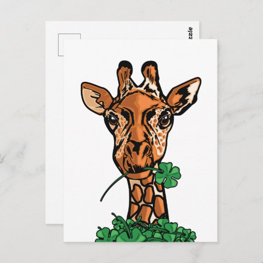 Carte Postale Girafe de la Saint-Patrick (Devant / Derrière)