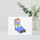 Carte Postale Girafe dormant avec couverture et oreiller (Debout devant)