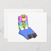 Carte Postale Girafe dormant avec couverture et oreiller (Devant / Derrière)