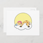 Carte Postale Girafe dormant avec nuage et soleil (Devant / Derrière)