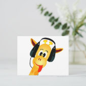 Carte Postale girafe drôle avec casque (Debout devant)