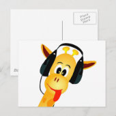Carte Postale girafe drôle avec casque (Devant / Derrière)