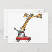 Carte Postale girafe drôle et idiot dans une voiture en déplacem (Devant / Derrière)
