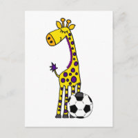 Girafe drôle jouant la bande dessinée du football