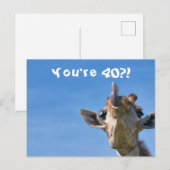 Carte Postale Girafe Drôle Joyeux 40e Anniversaire (Devant / Derrière)