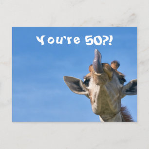 Carte Postale Girafe Drôle Joyeux 50e Anniversaire