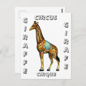 Carte Postale girafe du cirque vintage (Devant / Derrière)
