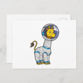 Carte Postale Girafe en astronaute dans une sphère de verre (Devant / Derrière)