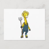 Carte Postale Girafe en fermier avec fourche (Devant)