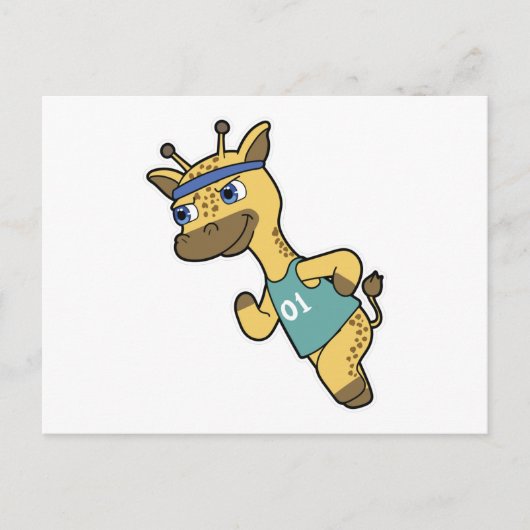 Carte Postale Girafe en joggeur courant avec bandeau (Devant)