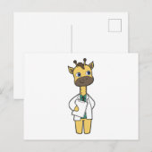 Carte Postale Girafe en médecin avec bloc-notes (Devant / Derrière)