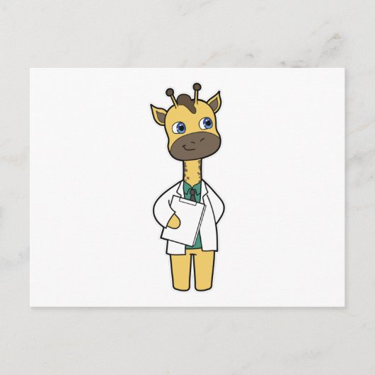 Carte Postale Girafe en médecin avec bloc-notes (Devant)