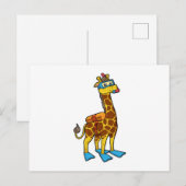 Carte Postale Girafe en plongeur avec lunettes de natation et pa (Devant / Derrière)