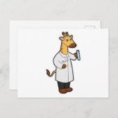 Carte Postale Girafe en tant que médecin avec tube à essai (Devant / Derrière)