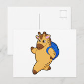 Carte Postale Girafe en tant qu'étudiant avec cartable (Devant / Derrière)