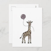 carte postale girafe et ballons (Devant / Derrière)