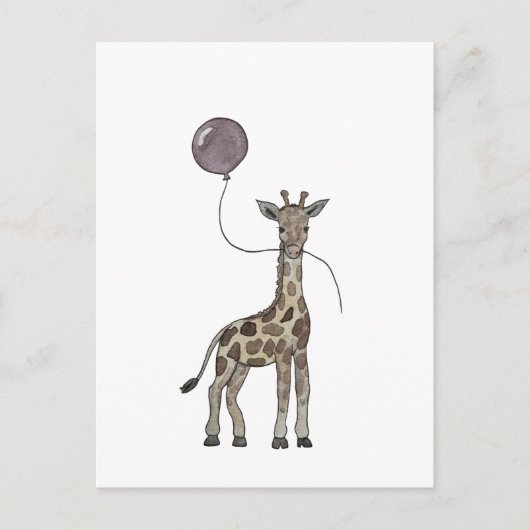 carte postale girafe et ballons (Devant)