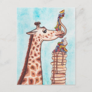Carte Postale Girafe et crêpes