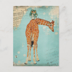 Carte Postale GIRAFE et OWL Postcard