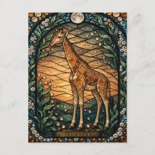 Carte Postale Girafe Haut Savane Illumina Vitrail