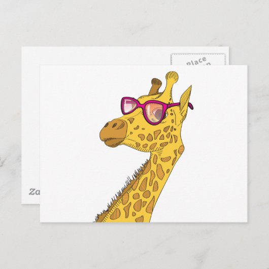 Carte Postale Girafe hipster (Devant / Derrière)