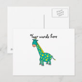Carte Postale girafe jaune et verte (Devant / Derrière)