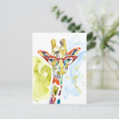 Carte Postale Girafe Lunettes-d'intellectuel (Debout devant)