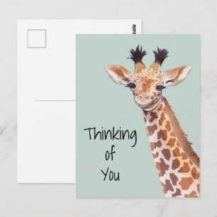 Carte Postale Girafe Mignonne Qui Pense à Vous