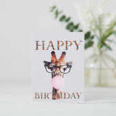 Carte Postale Girafe portant des lunettes Joyeux Anniversaire (Debout devant)