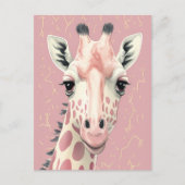 Carte Postale Girafe Rose Mignonne (Devant)