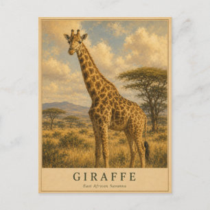 Carte Postale Girafe Savane d'Afrique de l'Est VINTAGE