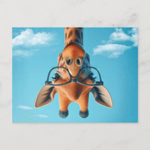 Carte Postale Girafe Vers Le Bas Dans Les Nuages Portant Des Lun
