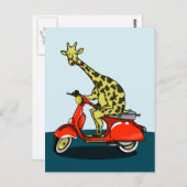 Carte Postale Giraffe à moto (Devant / Derrière)