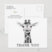 Carte Postale Giraffe Aquarelle Safari Animaux Merci (Devant / Derrière)