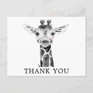 Carte Postale Giraffe Aquarelle Safari Animaux Merci