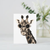 Carte Postale Giraffe Avec Lunettes De Soleil Steampunk Lunettes (Debout devant)