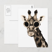 Carte Postale Giraffe Avec Lunettes De Soleil Steampunk Lunettes (Devant / Derrière)