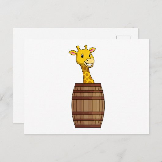 Carte Postale Giraffe avec tonneau (Devant / Derrière)