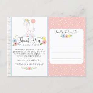 Carte Postale Giraffe Baby shower mignonne Merci floral photo