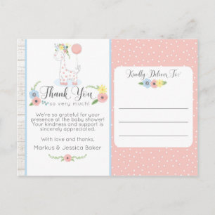 Carte Postale Giraffe Baby shower mignonne Merci floral photo